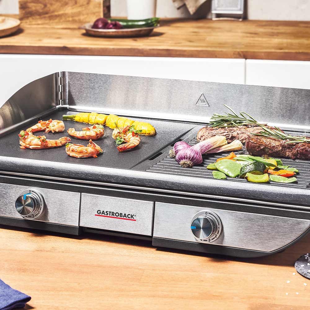Gastroback Tischgrill GASTROBACK 42523 Design Tischgrill Advanced Pro BBQ, 2300,00 W, Duale Grillfläche, Professionelle Grillplatte, Hohe Leistung