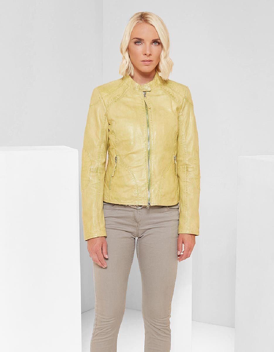 Jilani Lederjacke Niobe Jilani - Damen Lederjacke Lammnappa gelb günstig online kaufen
