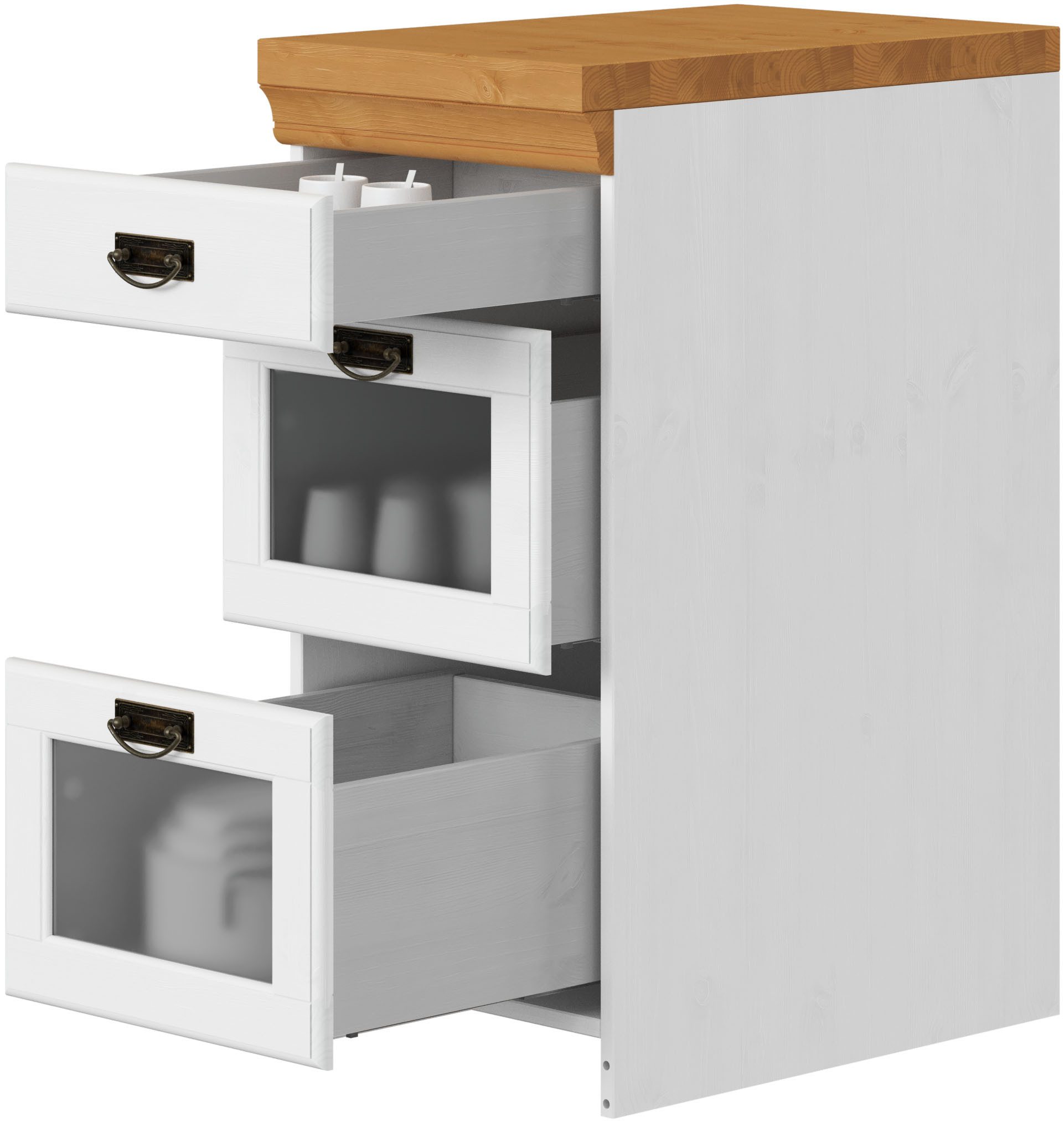 OTTO home Unterschrank Rügen Breite 40 cm, FSC® zertifiziert, Schubkästen mit Glaseinsatz – Bild 5 von 5