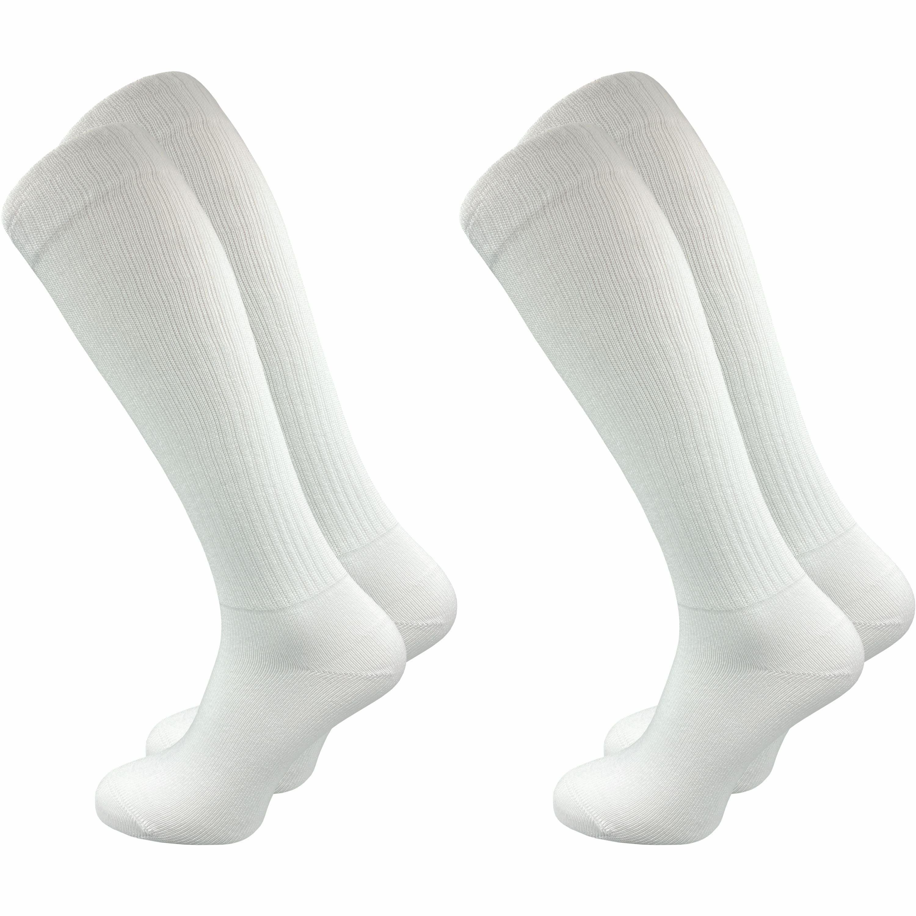 GAWILO Kniestrümpfe Retro für Damen mit stylischen Streifen, weiß & schwarz, aus Baumwolle (2 Paar) Knielange Socken im sportlichen Look - auch zum Wandern geeignet