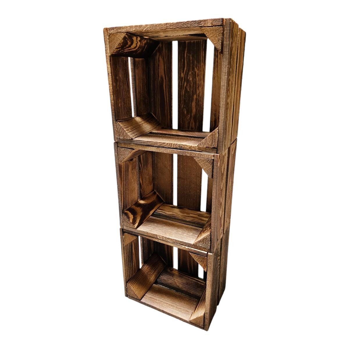 Teramico Holzkiste Holzkiste Dekokiste Box 22 x 20 x 15 cm 3er SET Geflammt günstig online kaufen
