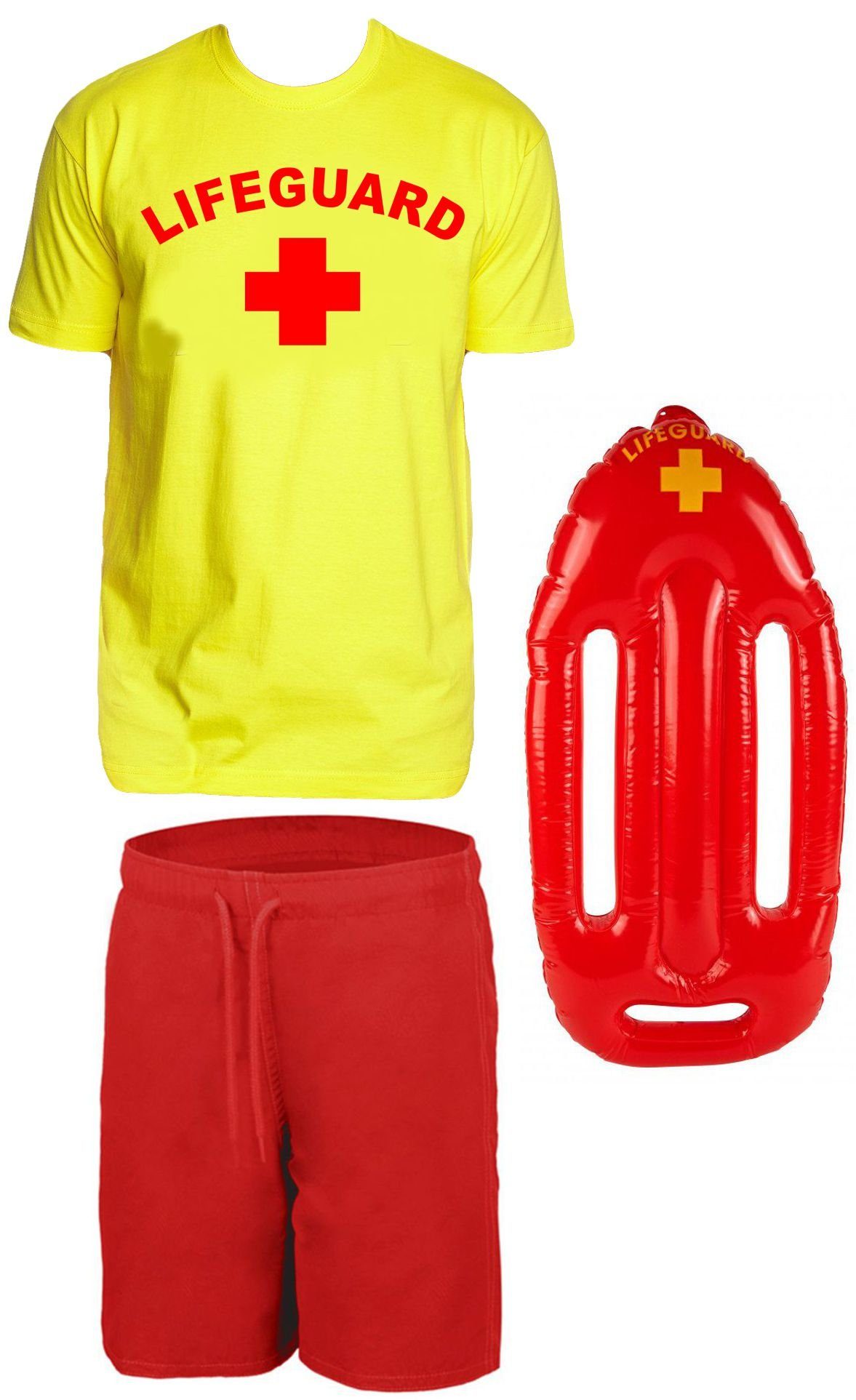 coole-fun-t-shirts Kostüm »Rettungsschwimmer Schwimmboje Kostüm  Rettungsschwimmer 3-teiliges Set T-Shirt Badehose Rot S M L XL XXL 3XL Gelb  oder Rot«, 3 Teile online kaufen | OTTO
