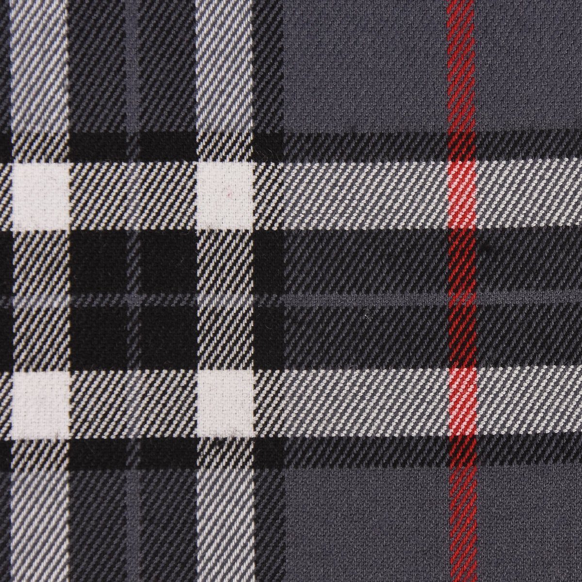 SCHÖNER LEBEN. Stoff Bekleidungsstoff kariert grau rot weiß schwarz