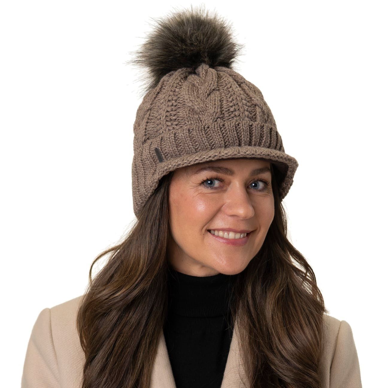 McBurn Bommelmütze (1-St) Beanie mit Schirm, Made in Italy