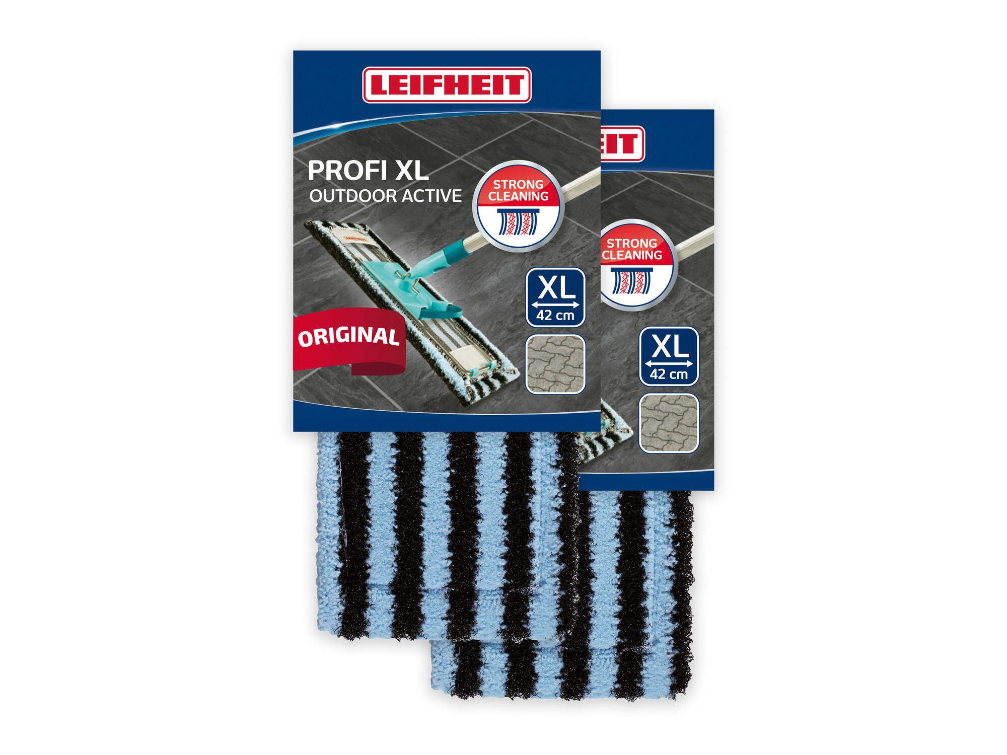 Leifheit 2er Set Wischbezug Profi XL outdoor active Wischbezug (Kunstfaser, 16.0x48.0 cm, 2-tlg., Waschbar bei 60°C, Wischbreite 42cm, für den Außenbereich)