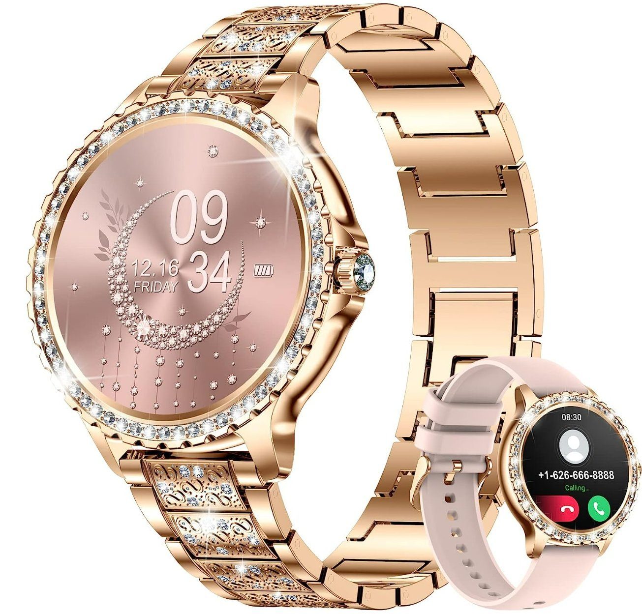 Lige Smartwatch, Damen Mit Telefonfunktion Wasserdicht Rund iOS Android Smart Watch | Smartwatches