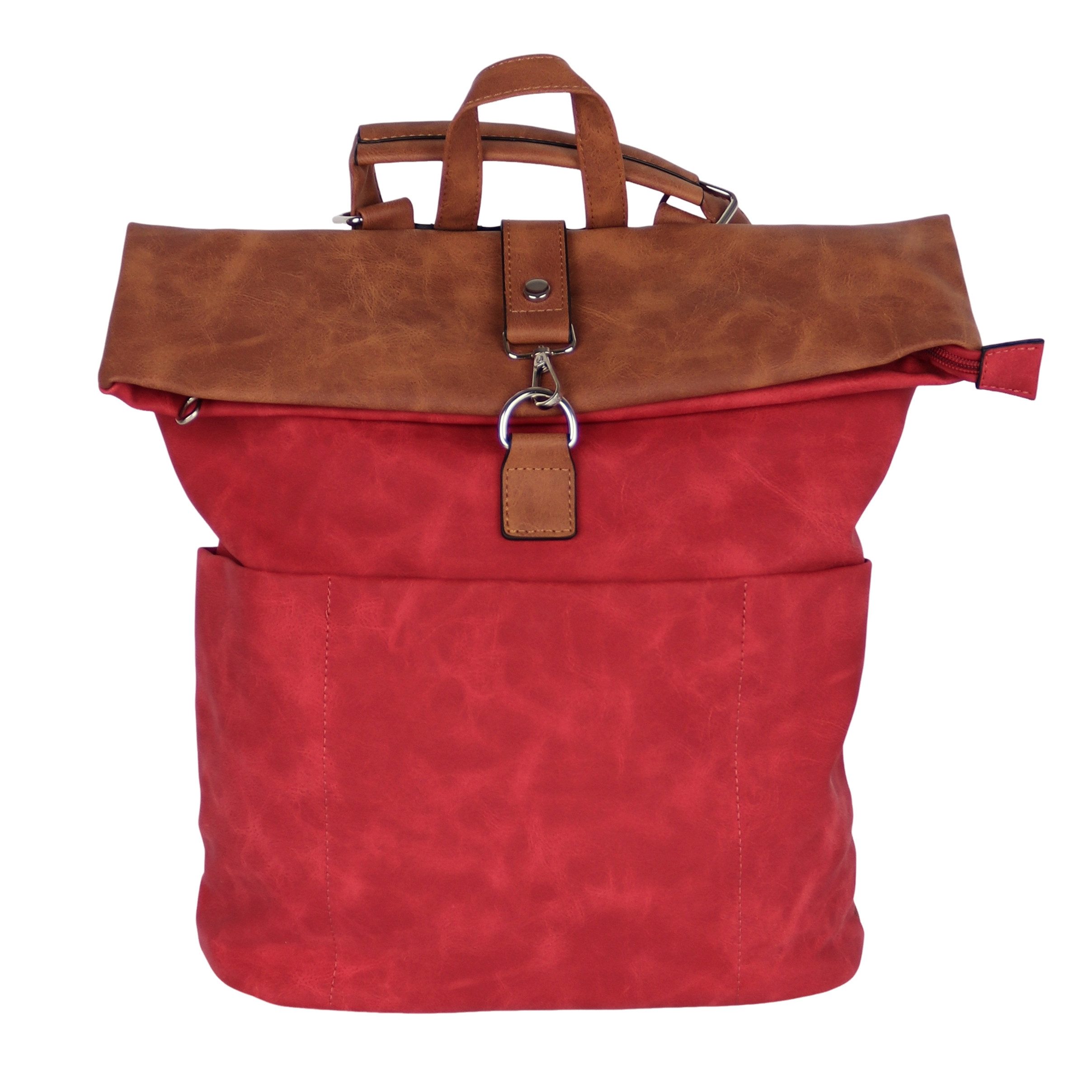 MIRROSI Tagesrucksack Damen auch als Crossbody Bag 2 in 1, Elegant (32x(38+8)x12cm - Kompakte Größe), aus hochwertigem Kunstleder, Rucksack, Daypack