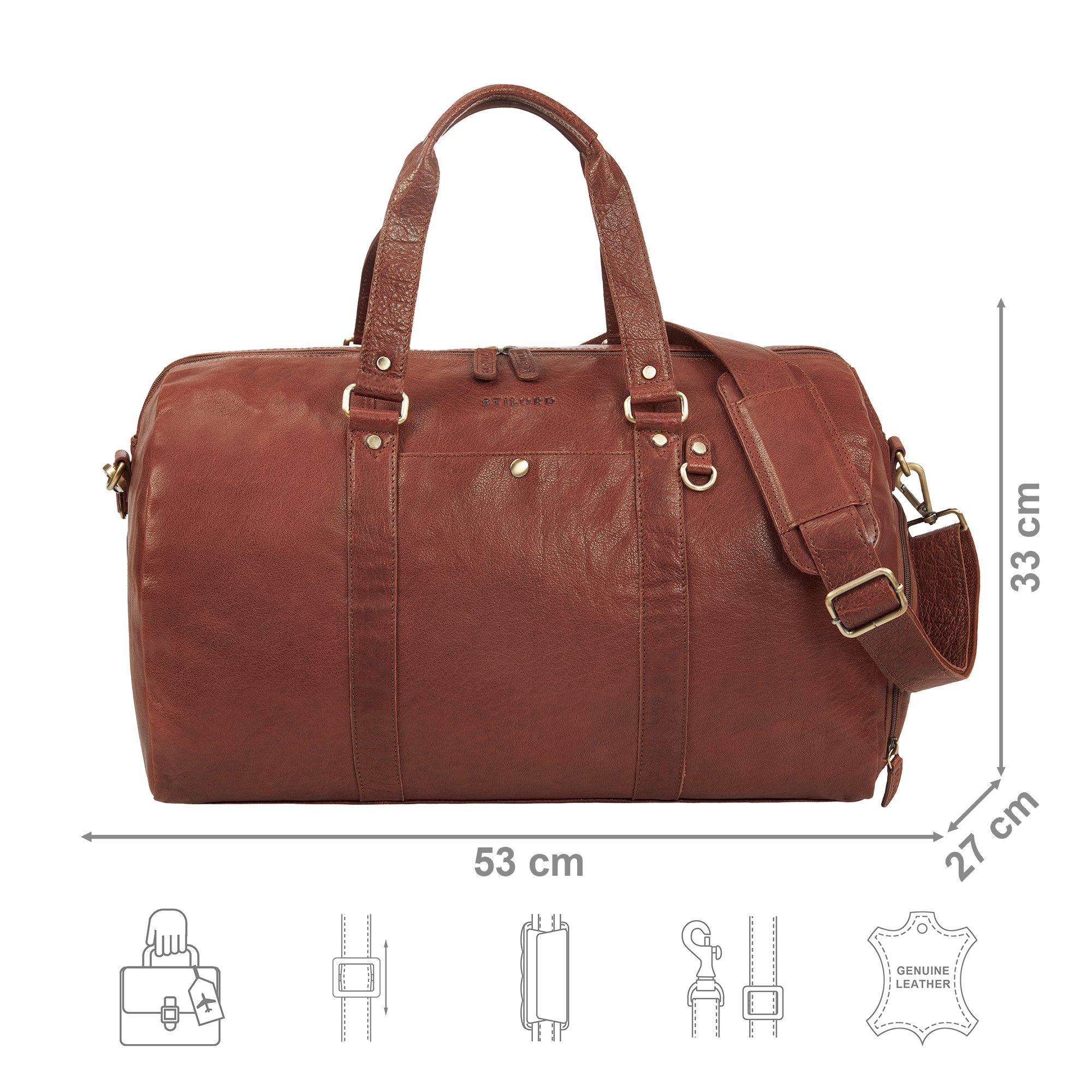 STILORD Weekender "Ventura" Echtleder Weekender Herren & Damen Groß