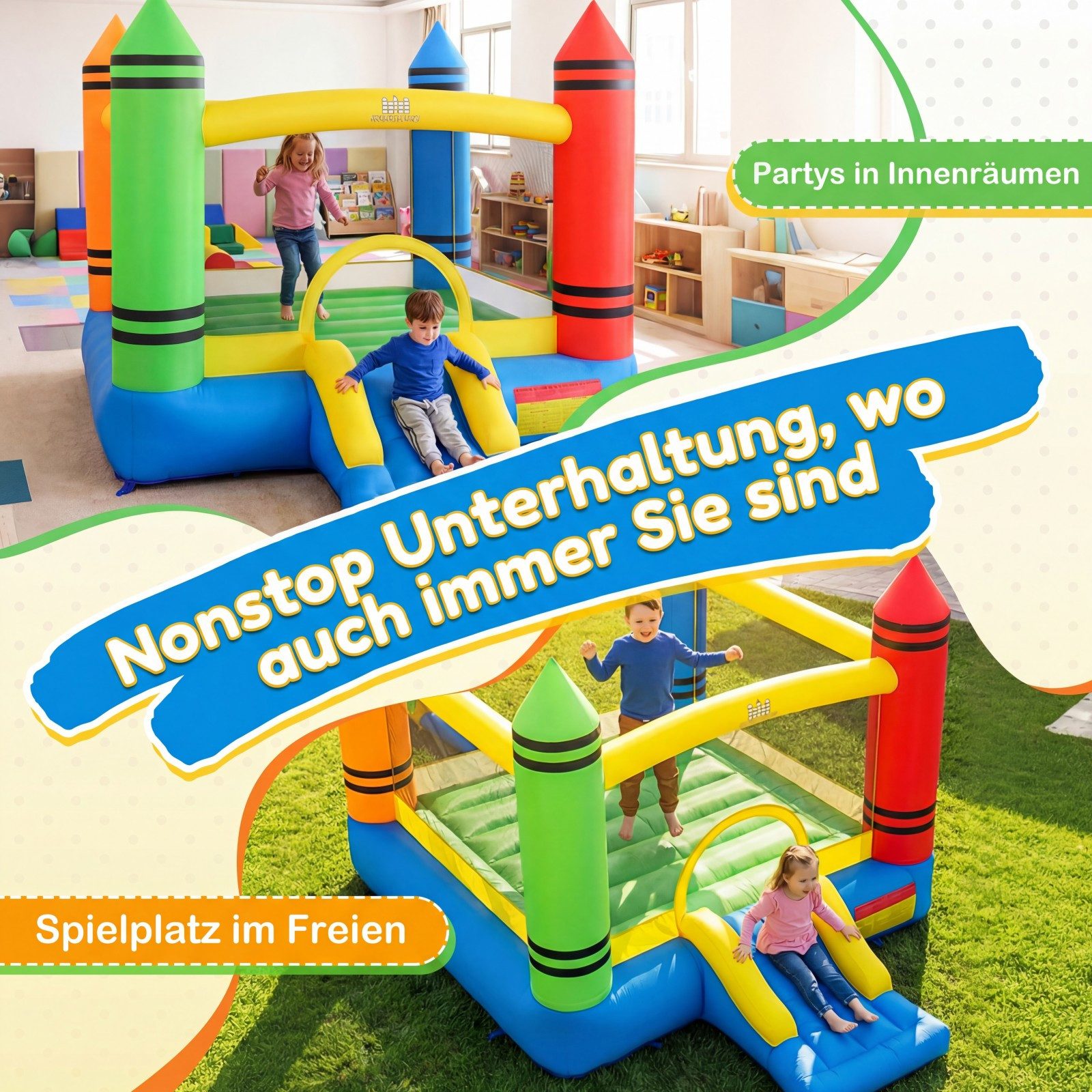 COSTWAY Hüpfburg Springburg, (1-tlg), mit Rutsche, großer Sprungbereich, für Kinder