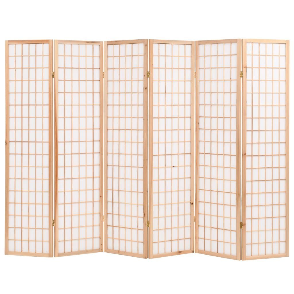 furnicato Raumteiler 6-tlg. Japanischer Stil Klappbar 240 x 170 cm Natur