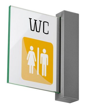 Dreifke Hinweisschild TORINO Türschild 148, Aluminium titangrau, Echtglas, 148x148 mm, Türschild Büro, Büroschild