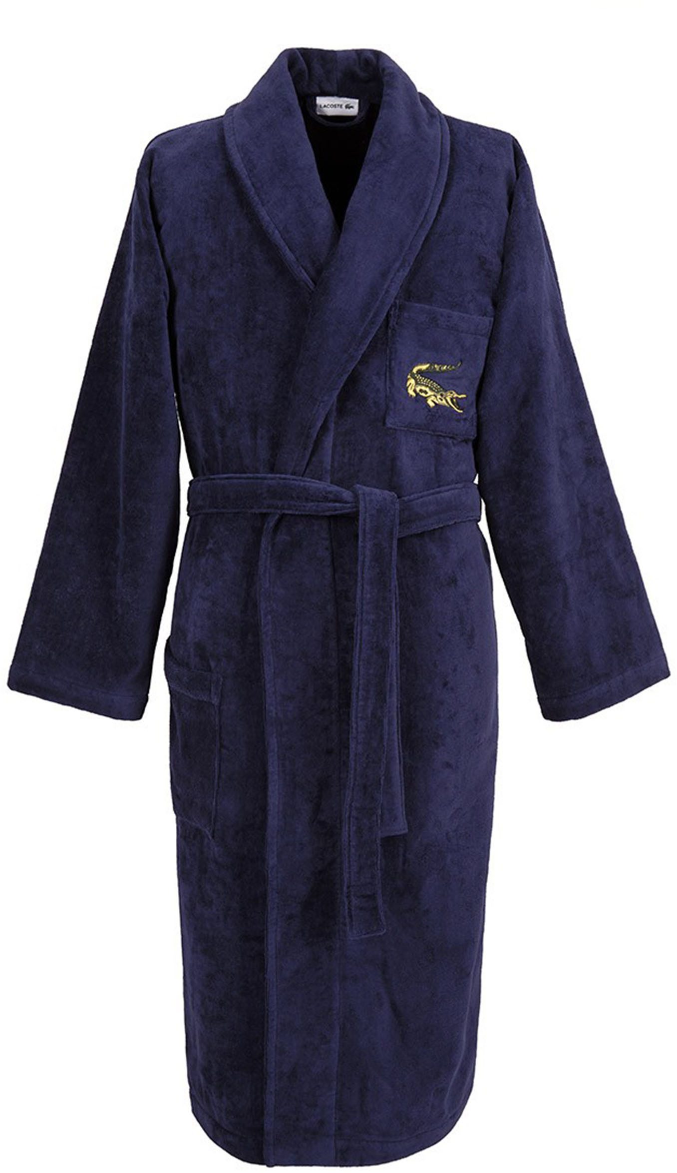 Lacoste Bademantel LRENE, Langform, Baumwolle, Schalkragen, Gürtel, mit Logostickerei Lacoste Krokodil