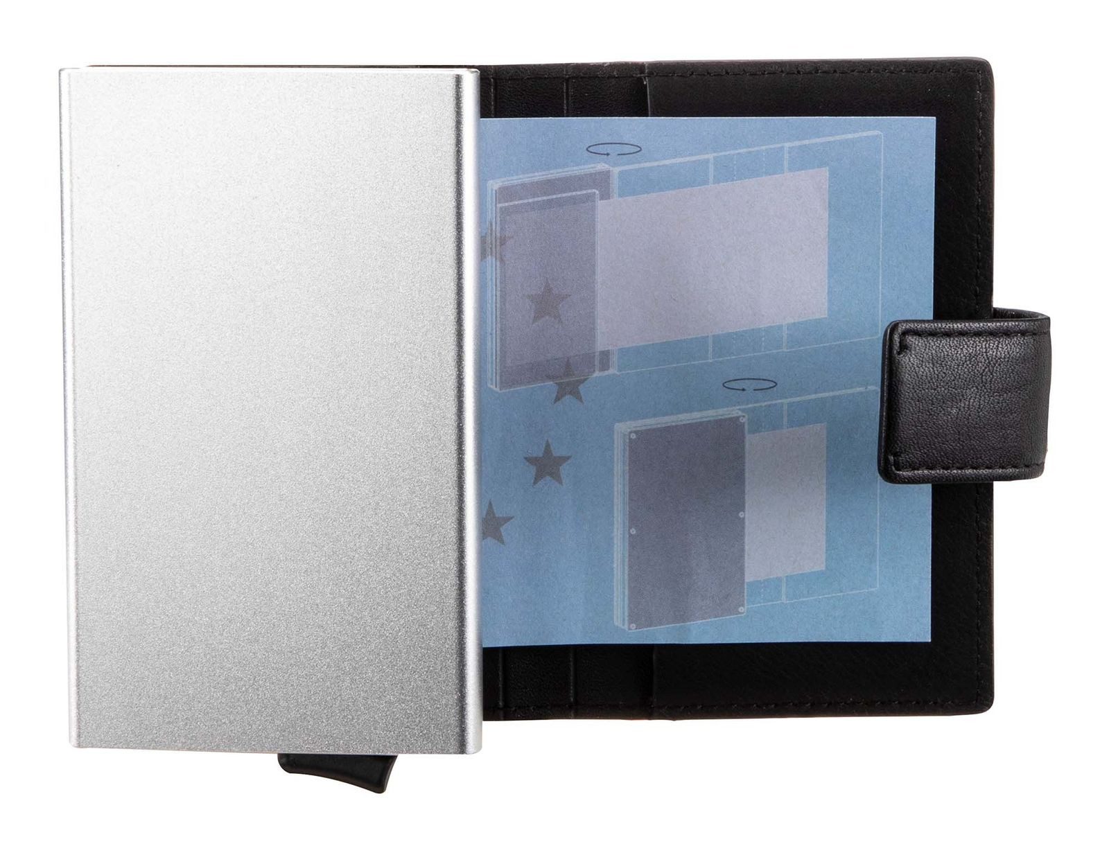 Maître Kartenetui C-Two E-Cage sv8, aus echtem Leder mit RFID-Blocker Schutz