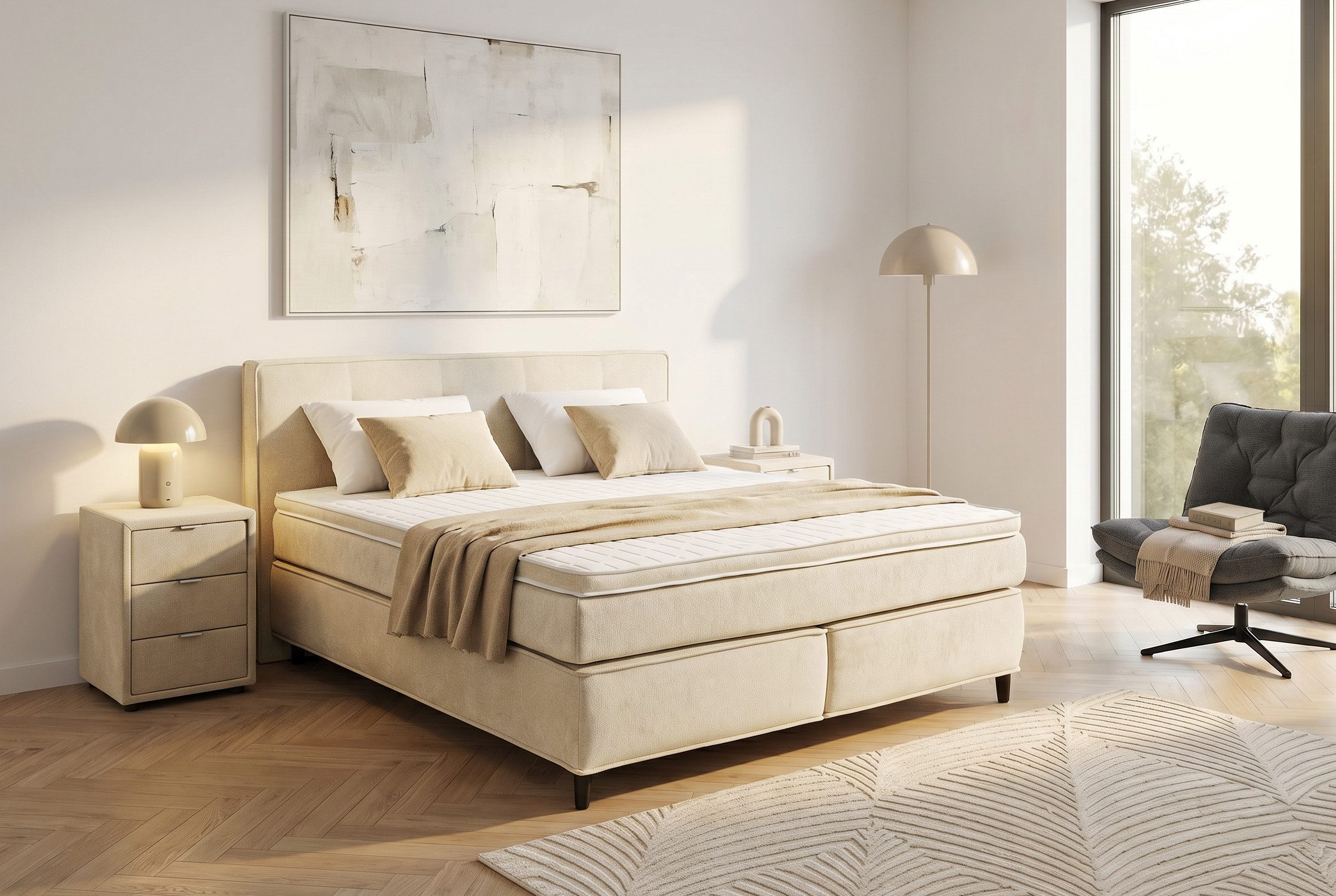 Jockenhöfer Gruppe Boxspringbett Capello, 7-Zonen-TTFK-Matratze, KS-Topper, 160x200 cm oder 180x200 cm, verschiedene Härtegrade wählbar