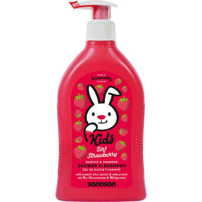 sanosan Haarshampoo 400 ml 2in1 Duschgel & Haar Shampoo Erdbeere für Kinder & Baby, 1-tlg.