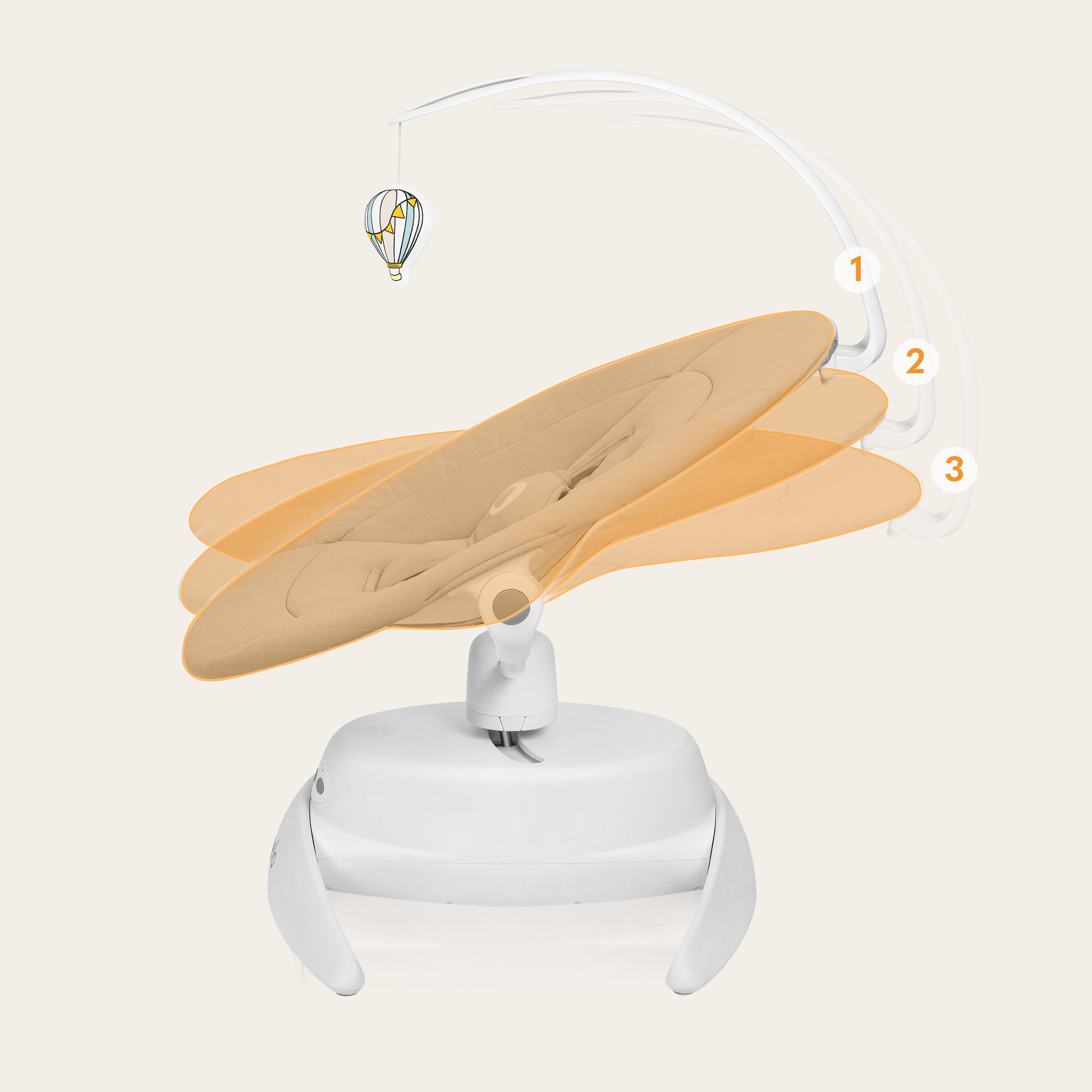 lionelo Babywippe IRIS, 360 Grad/ ab Geburt/12 Wiegenlieder/leicht und leise