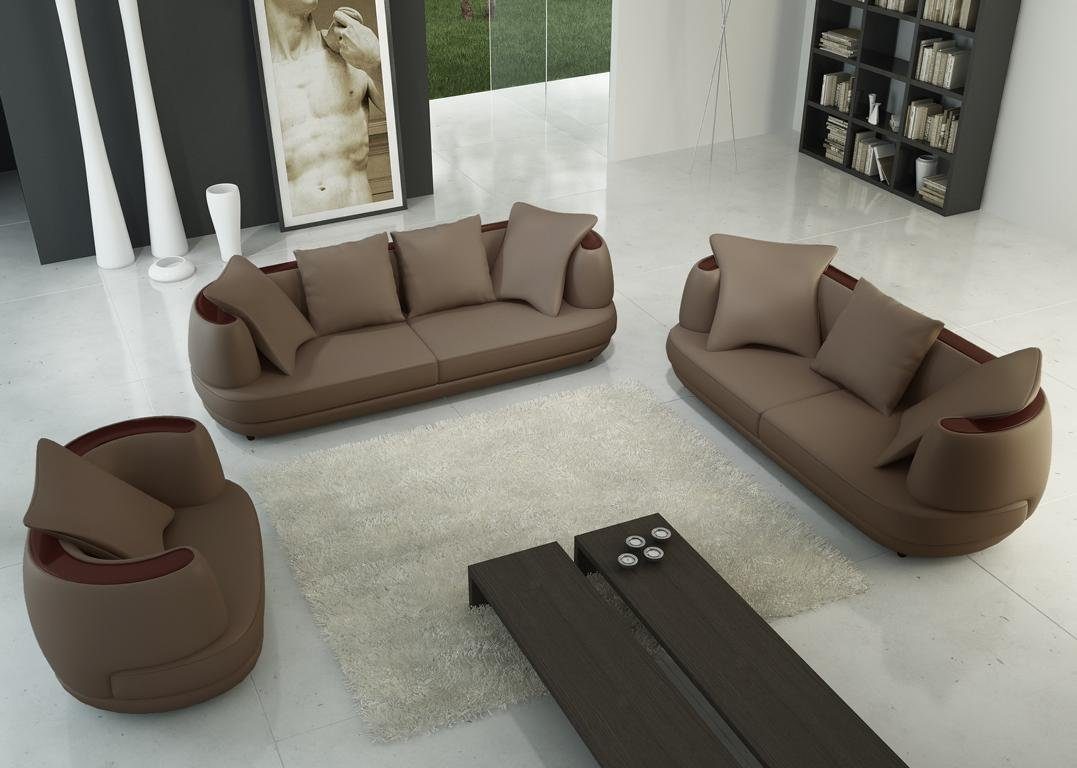 JVmoebel Sofa Luxus Design Sofagarnitur Klassische Leder Couch Polster Neu, Made in Europe