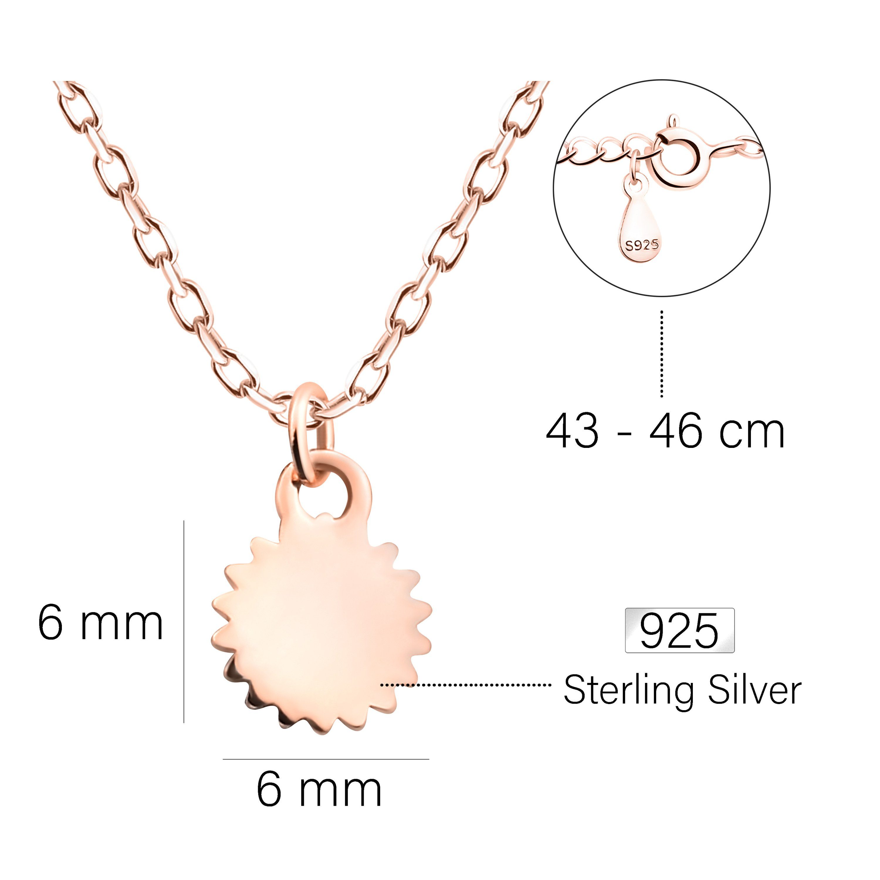 Silber roségold Milani Kette Sofia Damen Anhänger 925 mit Sonne, Schmuck