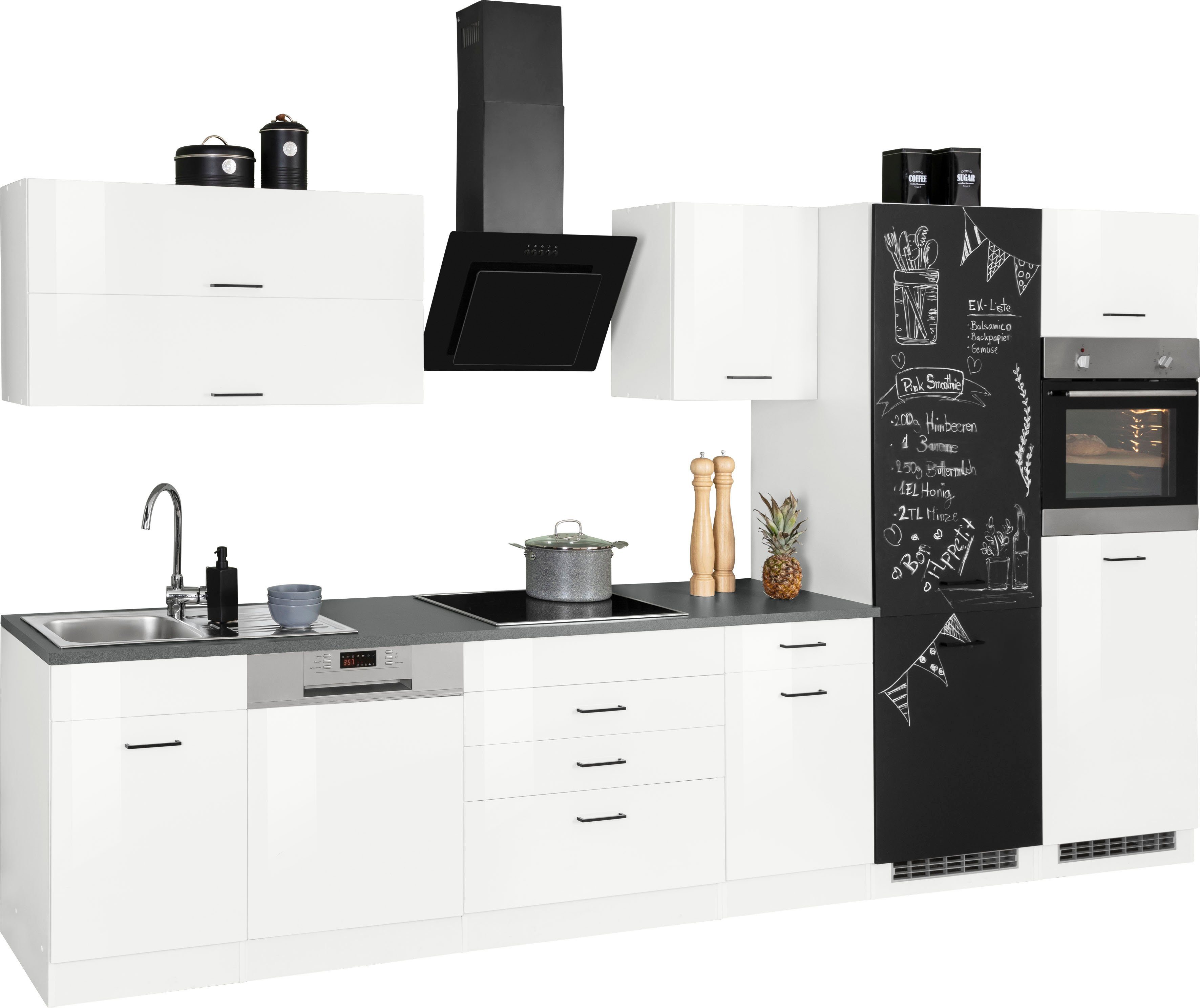HELD MÖBEL Küchenzeile Trier, mit 360 cm, Breite MDF-Fronten E-Geräten, Mit verarbeiteten hochwertig