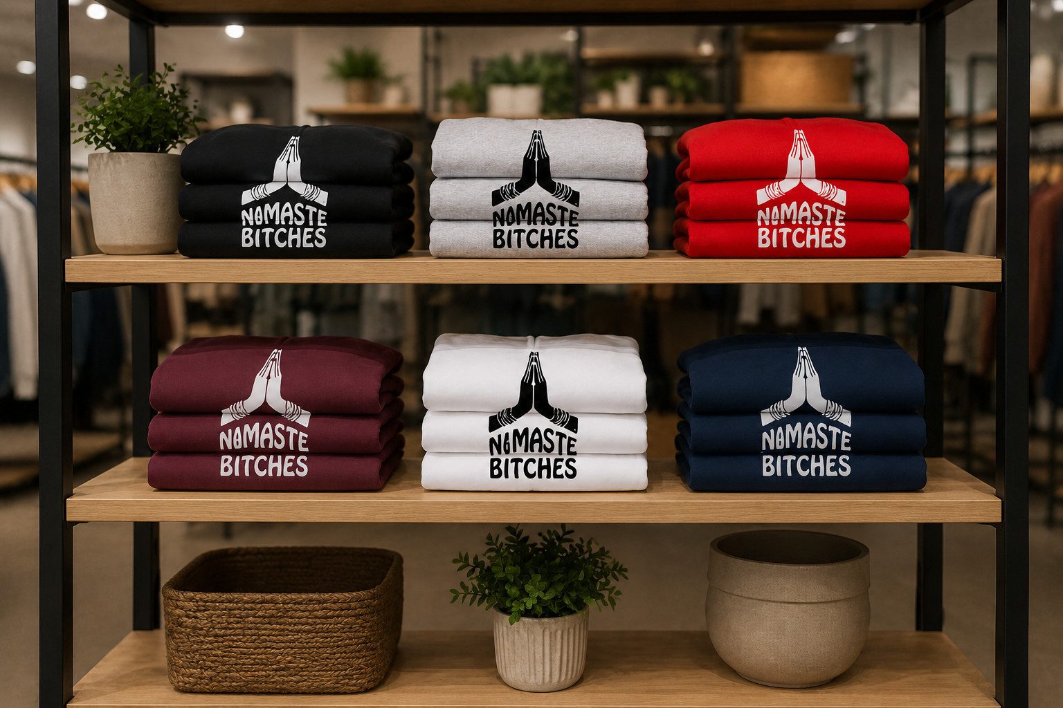 Blondie & Brownie Hoodie Namaste Bitches Hand Damen Hoodie Kapuzenhoodie Print Statement Patch (Einzelstück, Einzelartikel) Namaste Hand Statement Hoodie Damen