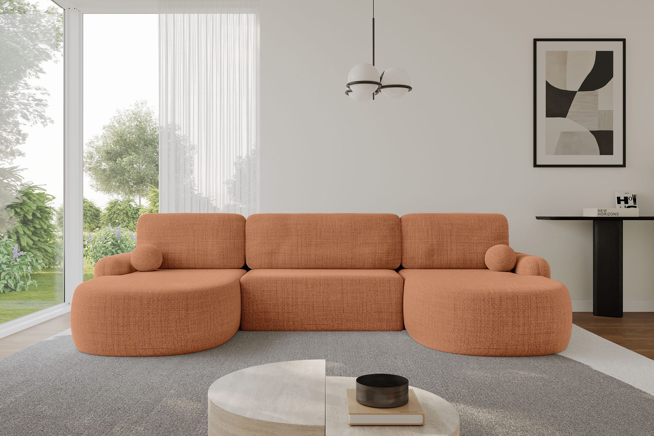 ALTDECOR Wohnlandschaft LIRA-U, Couch mit Schlaffunktion, Wohnzimmer - Wohnlandschaft, Corner Sofa Bett Eckcouch Couch L-Form Schlafcouch Ausziehbar