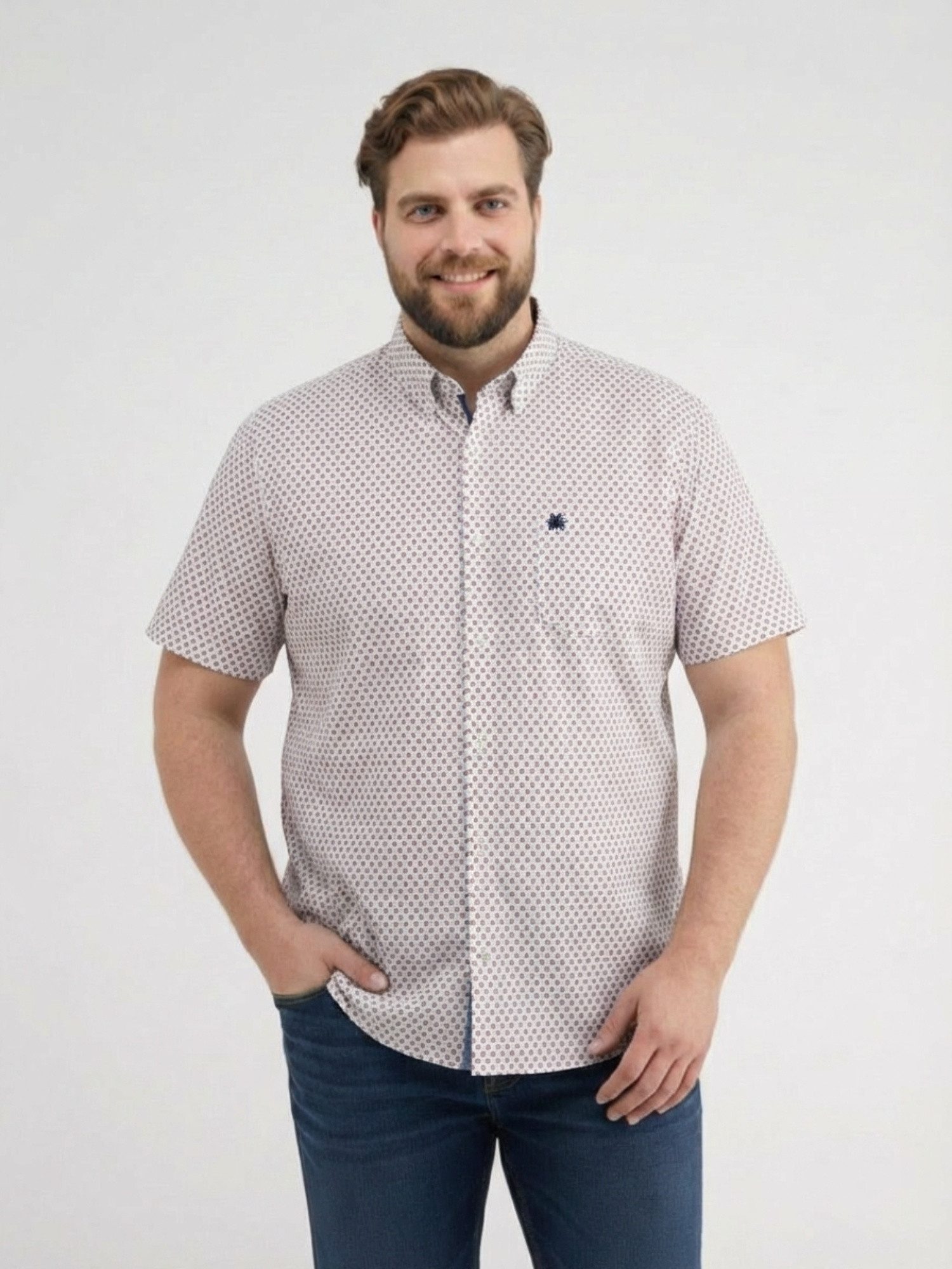 Kurzarmhemd Kurzarmhemd mit geometrischem Print, große Größen