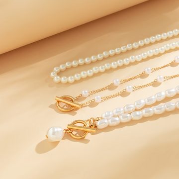 AquaBreeze Kette ohne Anhänger Elegante Perle Damen Halskette charmant Temperament Halskette (1-tlg), exquisite elegante Form romantische Wahl Gold