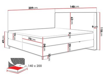 MIRJAN24 Boxspringbett Laro Cord (mit zwei Bettkästen), Holzfüße, Bonellfederkernmatratze 140/160/180x200 cm
