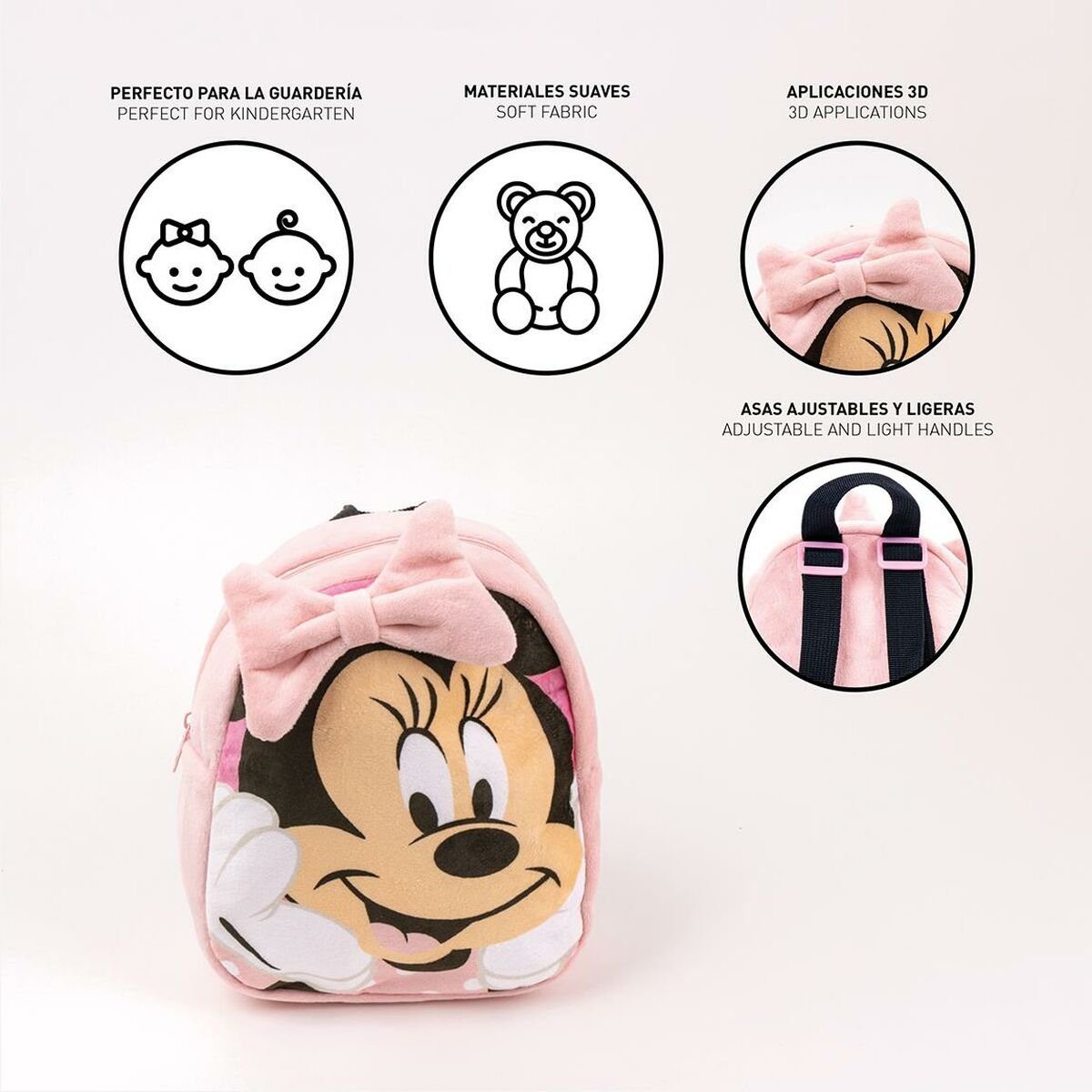 Minnie Mouse Rosa Minnie 8 cm Mouse 18 22 x x Disney Kinder-Rucksack Rucksack