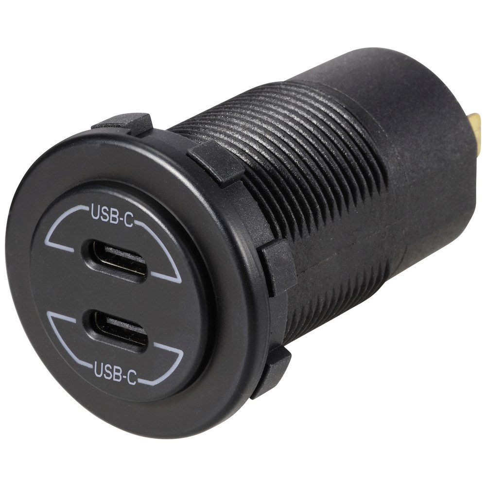 Kfz-Relais VOLTCRAFT USB-C®-Doppelsteckdose 9V-30V-60W Belastbarkeit Strom max.=3
