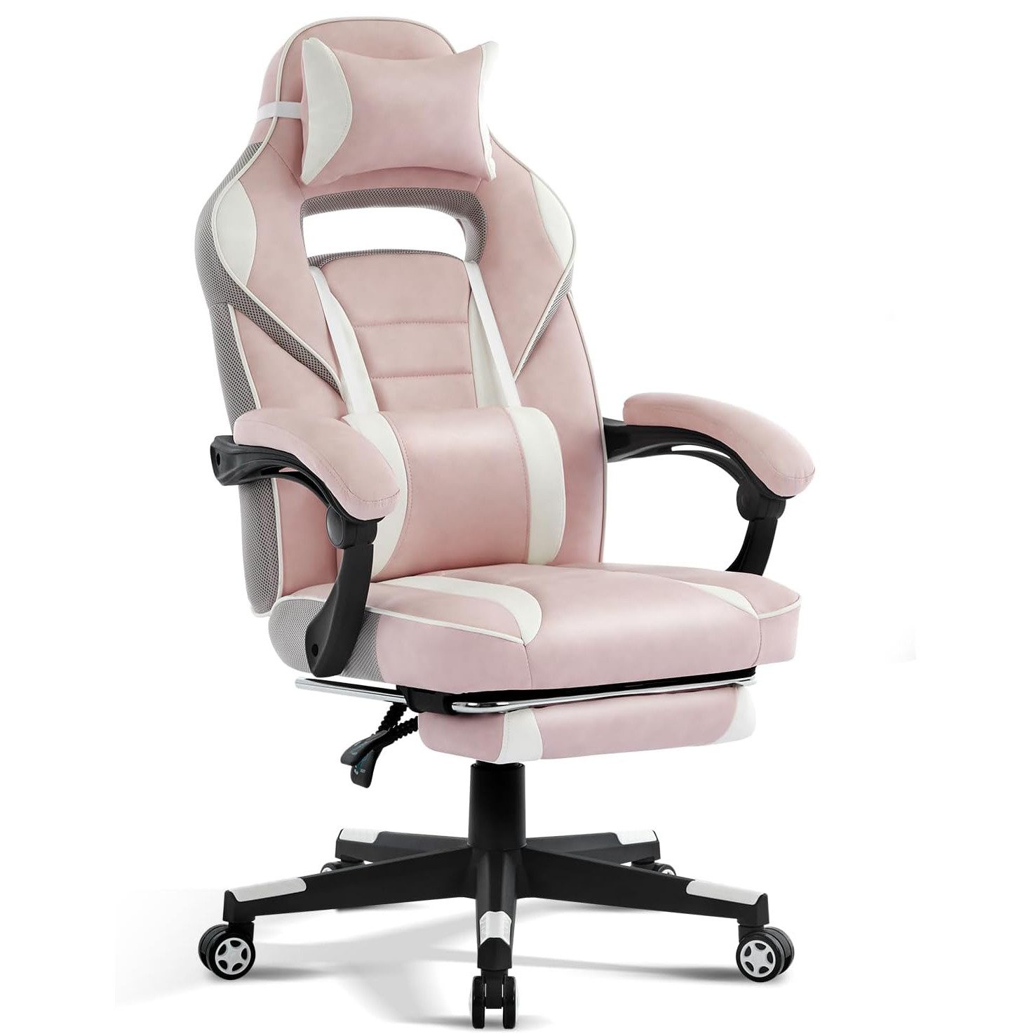 GarveeMore Gaming-Stuhl mit Fußstütze und Lendenwirbelstütze,360° günstig online kaufen