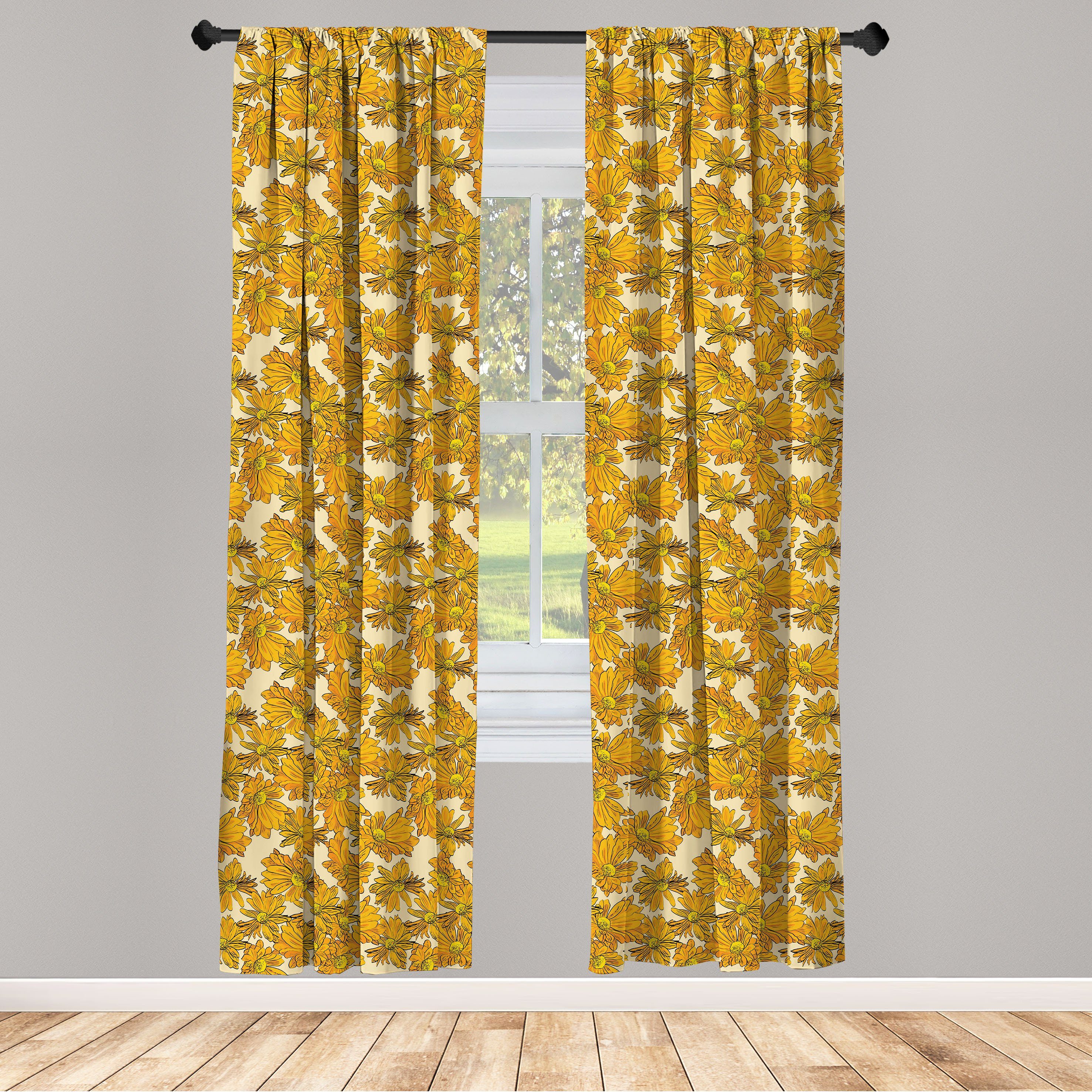 Schlafzimmer Flüchtiger Vorhang Gardine Microfaser, Blumen für Abakuhaus, Chrysanthemen Blick Wohnzimmer Dekor,