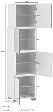 Schildmeyer Schieberegal Alexa, Breite variabel von 40 bis 70 cm, Türfront mit Akustikprint, grifflose Öffnung