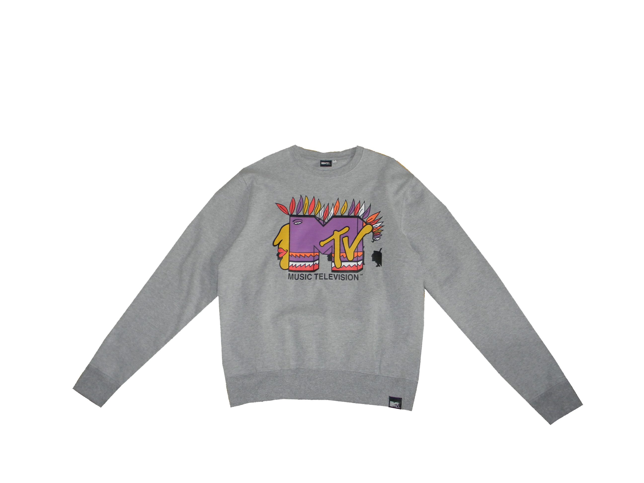 YO! RAPS MTV Rundhalsshirt MTV Herren Sweatshirt, Feather Logo, Grau (Stück, 1-tlg., Stück) mit Frontprint