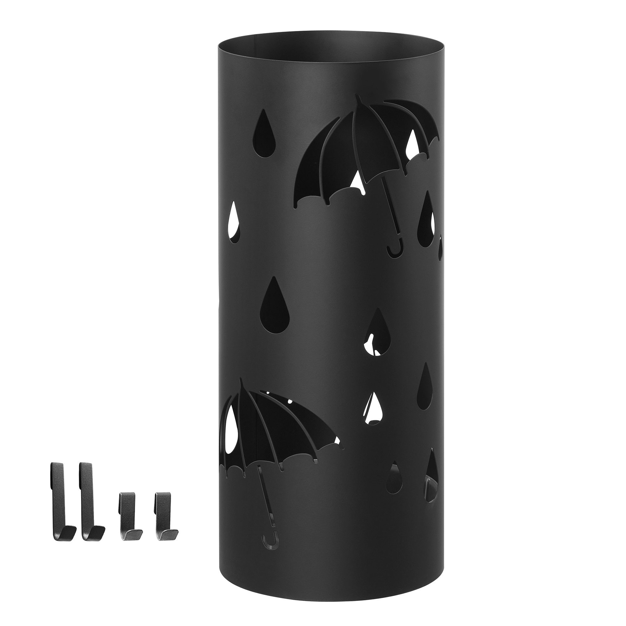 SONGMICS Schirmständer, Regenschirmständer mit Wasserauffangschale und Haken, 49 x 19,5 cm