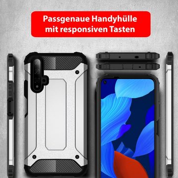 FITSU Handyhülle Outdoor Case für Huawei Nova 5T Silber 6,26 Zoll, Robuste Handyhülle Outdoor Case stabile Schutzhülle mit Eckenschutz