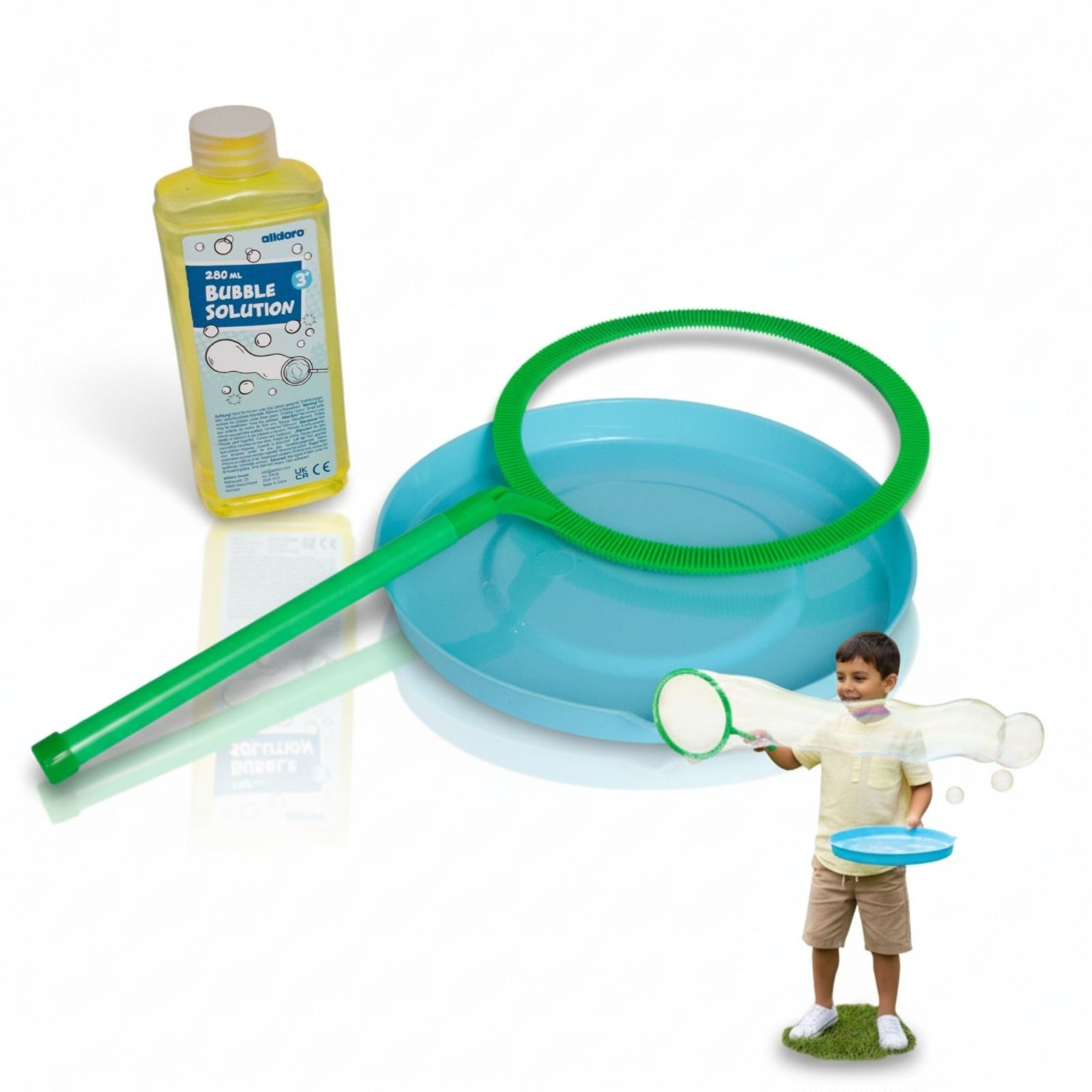 alldoro Seifenblasenstab Großes Seifenblasenspielzeug für XXL Bubbles, für Kinder ab 3 Jahren, Großes Seifenblasenspielzeug für XXL Bubbles, für Kinder ab 3 Jahren