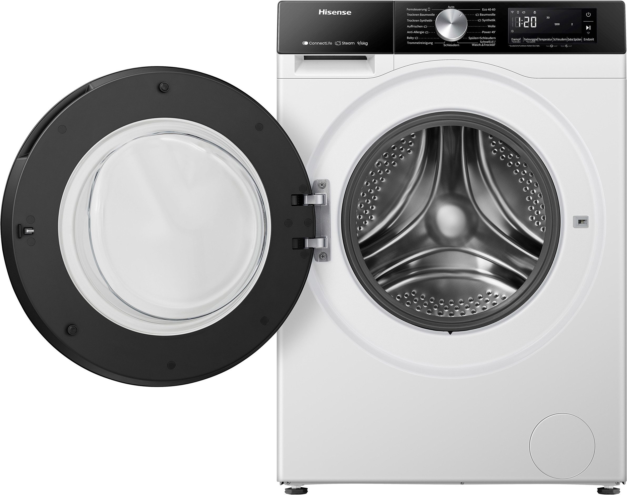 Hisense Waschtrockner 3s Serie WD3S9043BW3, 9 kg, 6 kg, 1400 U/min, Waschen & Trocknen in 60 min.