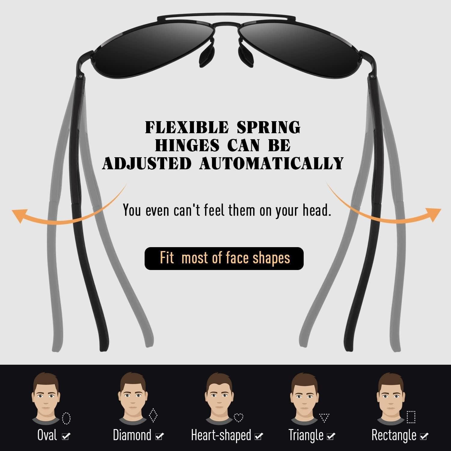 LuxusKollektion Pilotenbrille Sonnenbrille Herren Pilotenbrille Polarisiert UV400 H Schwarz Grau – Bild 5 von 5