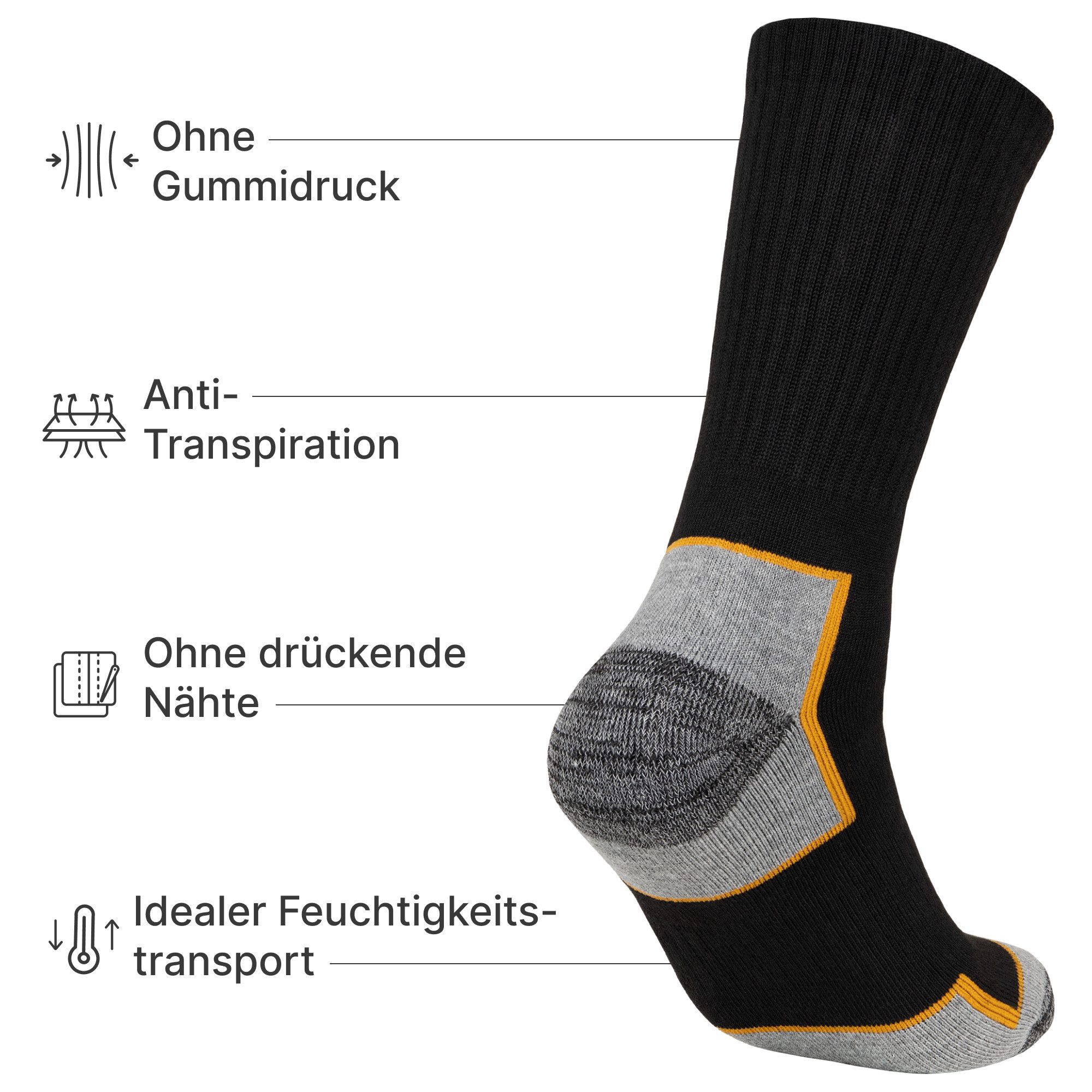 EAAKIE Arbeitssocken Herren Arbeitssocken 5/10/20 Paar – WORK Socken aus 85% Baumwolle (20-Paar) – Bild 5 von 5