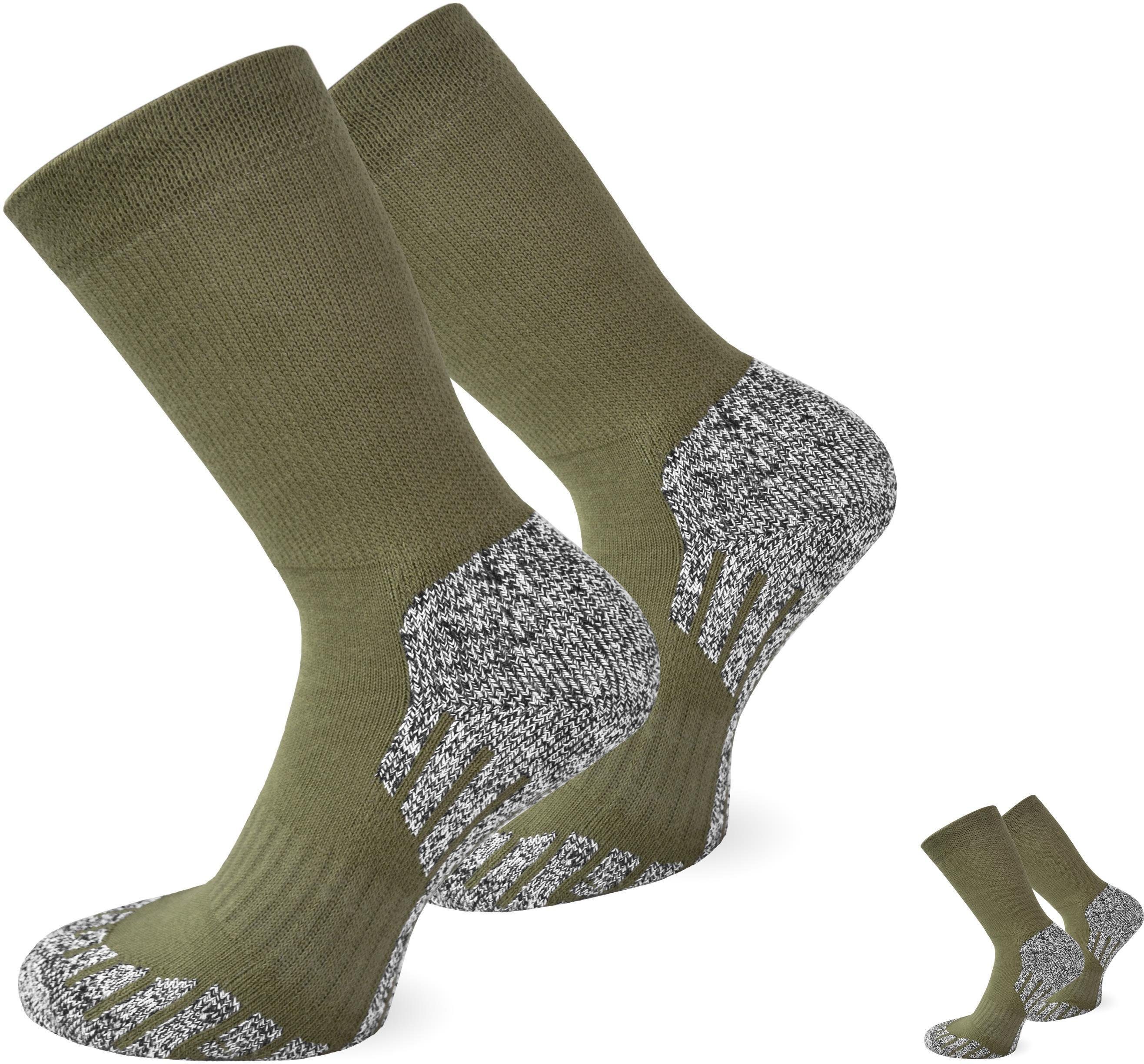 normani Wandersocken 2 Paar Coolmax Trekking-Funktionssocken (Set, 2 Paar) spezielle Polsterung im Fersen- und Ballenbereich Khaki