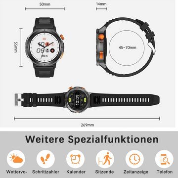 HYIEAR Smartwatch, kabellose Bluetooth-Ohrhörer und Uhr-Kombination Smartwatch, Uhr mit Anruffunktion,Gesundheitsüberwachung Benachrichtigungen x, IPX5 Bluetooth 5.3-kopfhörer, uber 120 sportmodi, fur Android & los.