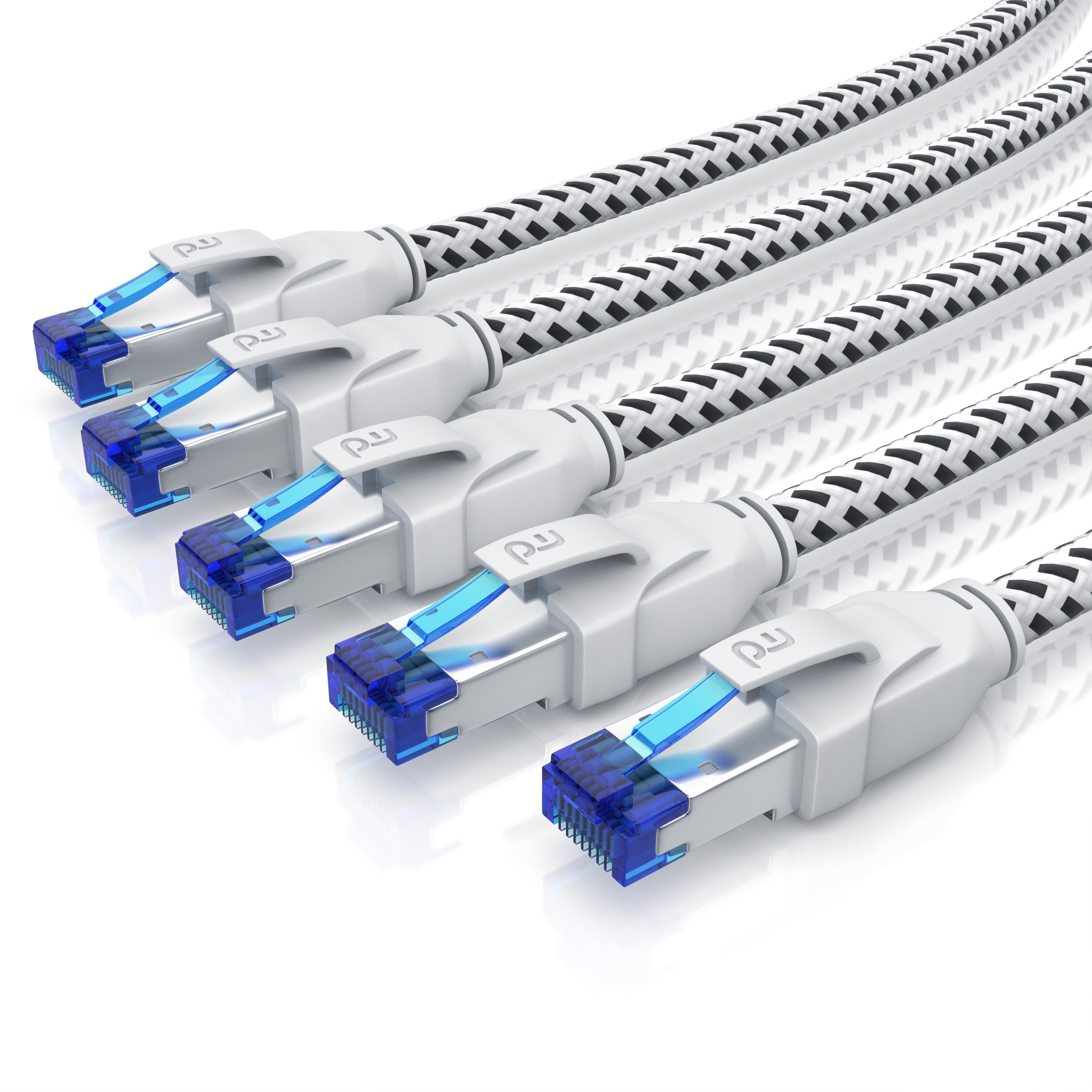 Primewire LAN-Kabel, CAT.8, RJ-45 (Ethernet) (25 cm), Patchkabel CAT 8, Baumwollummantelung, Netzwerkkabel 40 Gbit/s - 0,25m