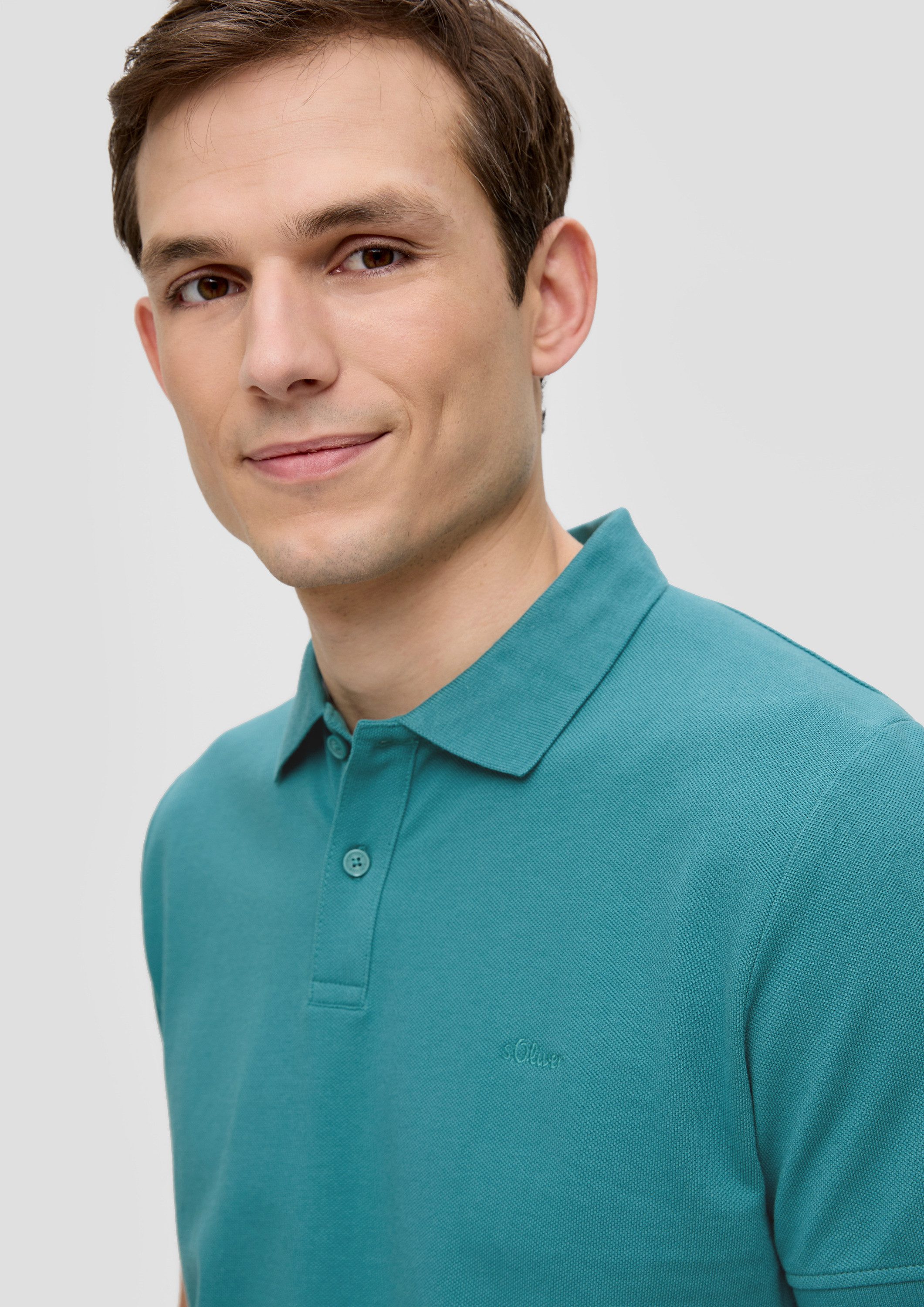 s.Oliver Kurzarmshirt Polo-Shirt Poloshirt aus Baumwollpiqué