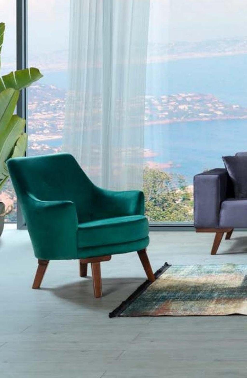JVmoebel Sessel, Wohnzimmer Sessel Sitzer 1 Sitz Stoff Polyester Stil Modern Design