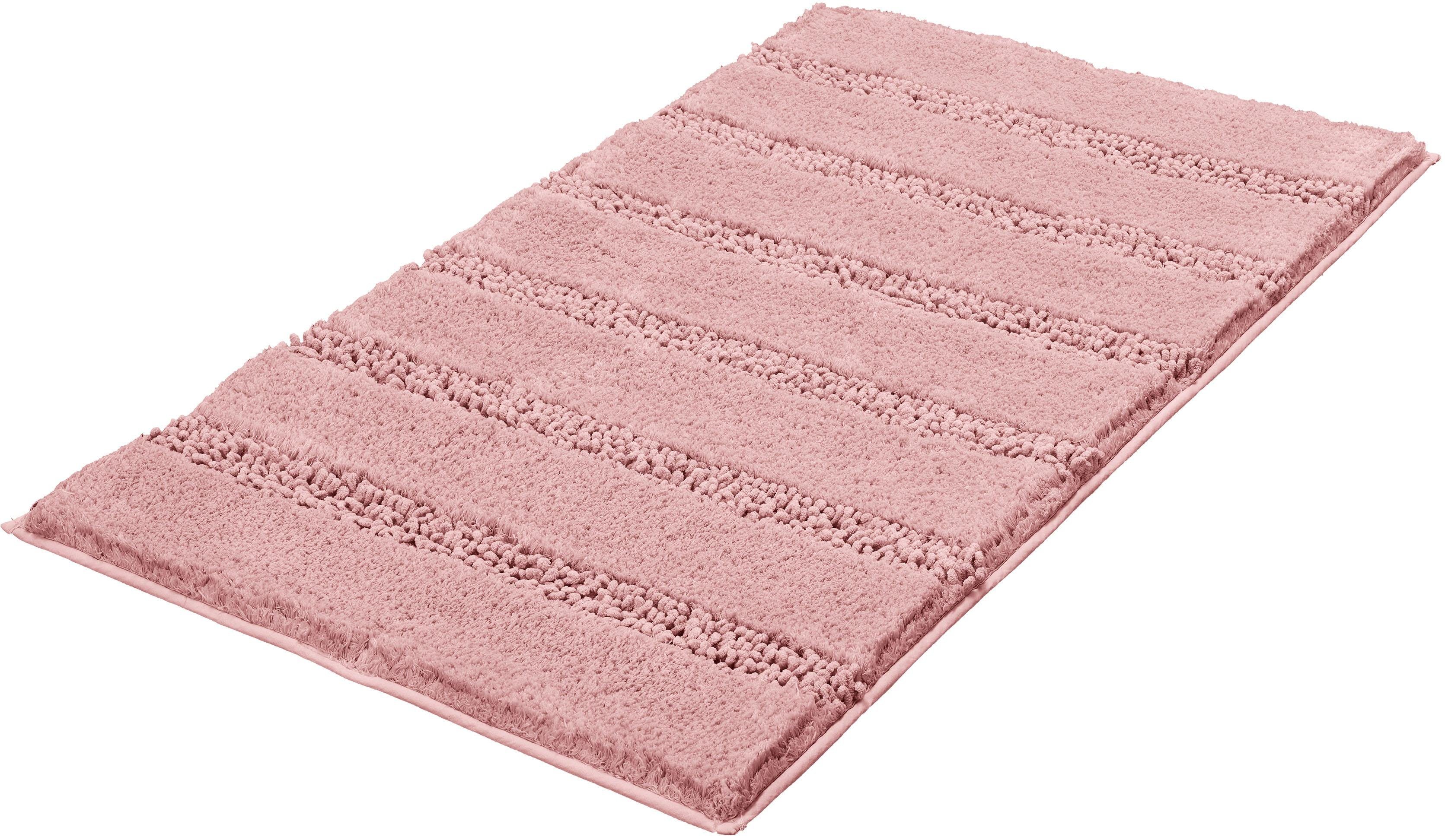 Kleine Wolke Badematte Monrovia, Badvorleger, Badezimmer Teppich, Höhe 23 mm, rutschhemmend beschichtet, fußbodenheizungsgeeignet, Kunstfaser, rechteckig, Badteppich, Uni Farben, gestreift, aus Mikrofaser, waschbar