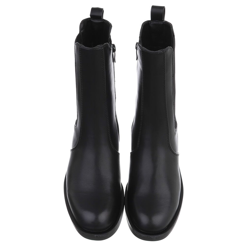 Ital-Design Damen Chelsea Boot mit Blockabsatz und Elastikeinsatz Stiefelette (92422378) Blockabsatz Chelsea Boots in Schwarz – Bild 4 von 5