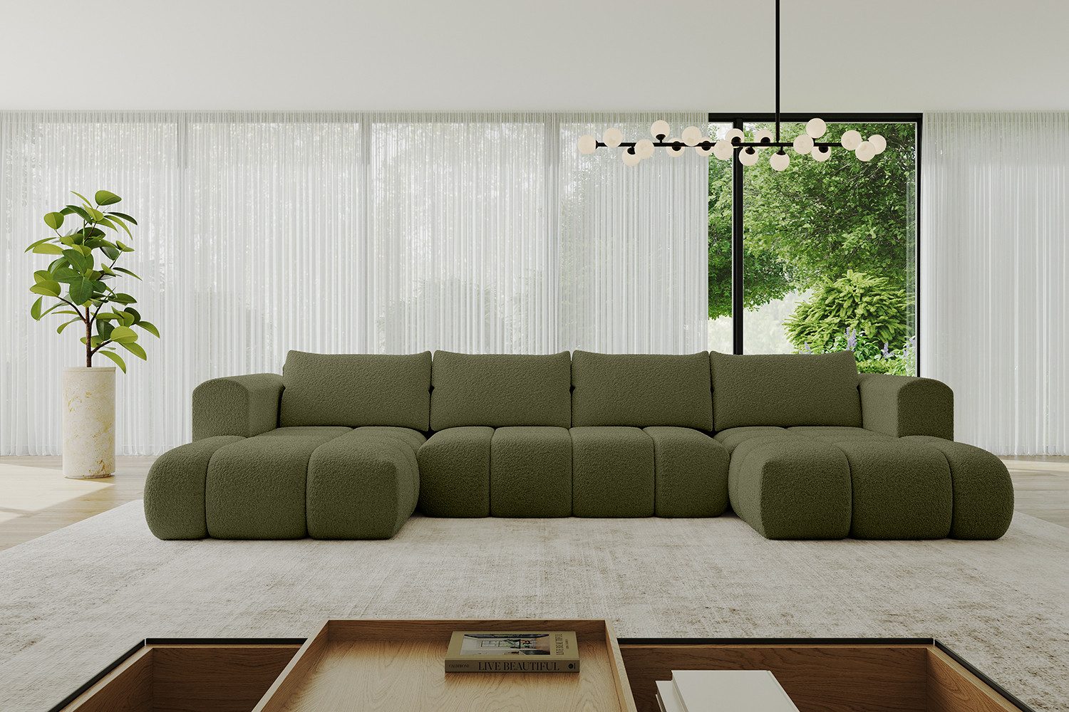 ALTDECOR Wohnlandschaft CLOUD-U, Couch mit Schlaffunktion, Wohnzimmer - Ecksofa, Corner Sofa Bett Eckcouch Couch U-Form Schlafcouch Ausziehbar
