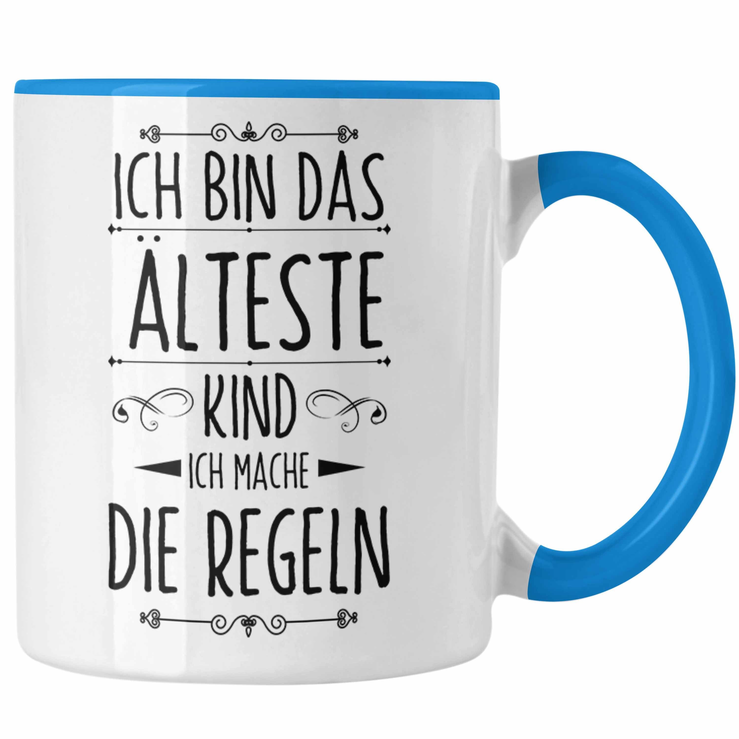 Trendation Tasse Ich Bin Das Älteste Kind Tasse Geschenk Große Schwester Geschwister B Blau