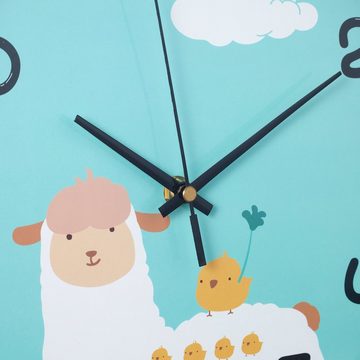 relaxdays Wanduhr Wanduhr Lama für Kinder